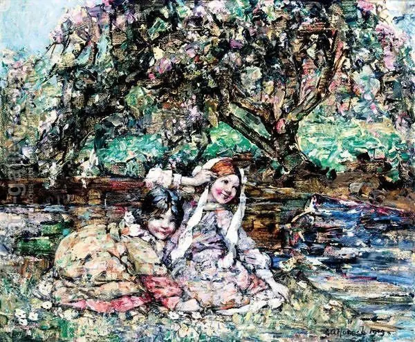 Girls Under The Blossom Tree By Edward Atkinson Hornel