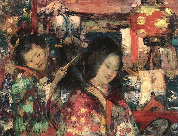 In Japan by Edward Atkinson Hornel | Oil Painting Reproduction