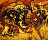 Japanese Figures in a Garden By Edward Atkinson Hornel