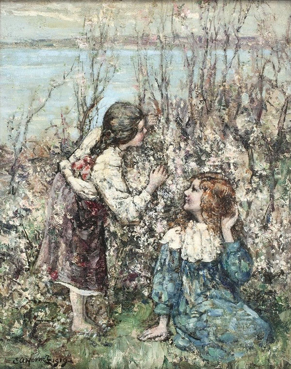 May Blossom by Edward Atkinson Hornel | Oil Painting Reproduction
