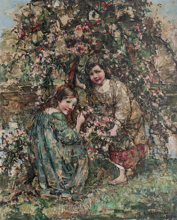 Picking Cherry Blossoms | Oil Painting Reproduction