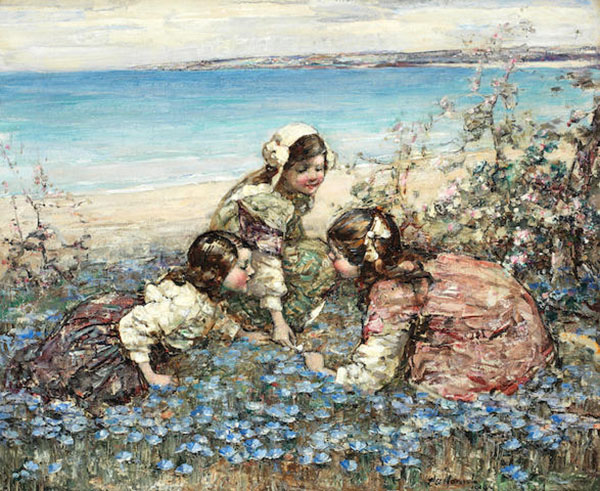 Picking Flowers by Edward Atkinson Hornel | Oil Painting Reproduction