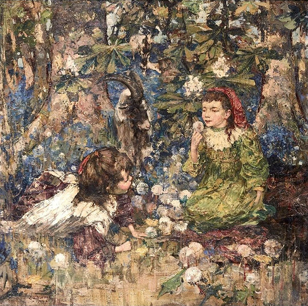 The Dandelion Clock by Edward Atkinson Hornel | Oil Painting Reproduction
