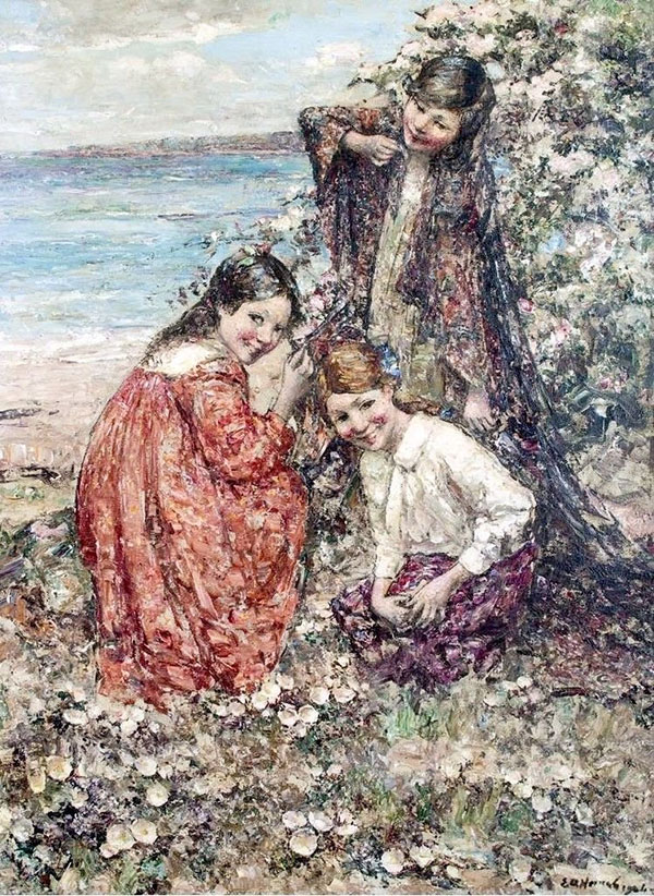 The Paisley Shawl by Edward Atkinson Hornel | Oil Painting Reproduction