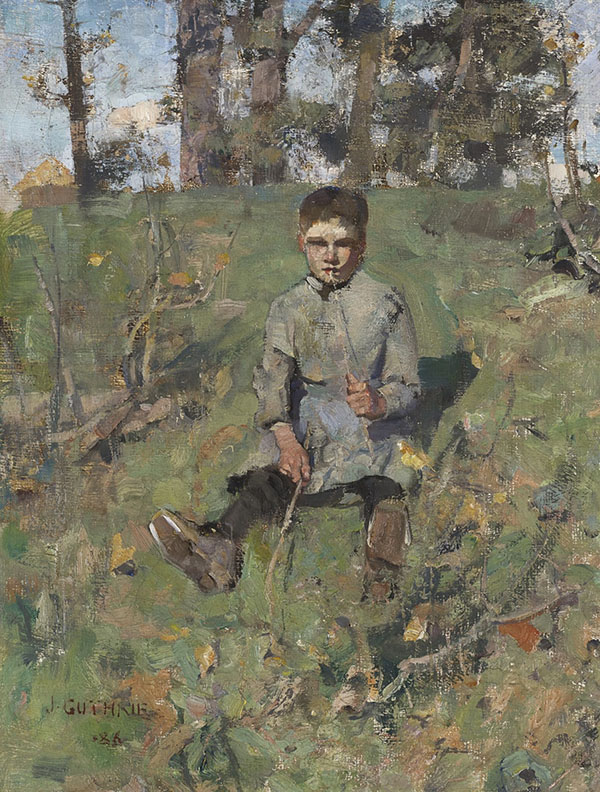 Boy with a Straw 1886 by James Guthrie | Oil Painting Reproduction