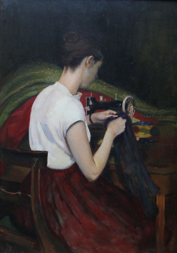 Portrait of Seamstress by James Guthrie | Oil Painting Reproduction