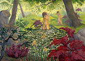 Bather Among The Lotus Flowers By Paul-Elie Ranson