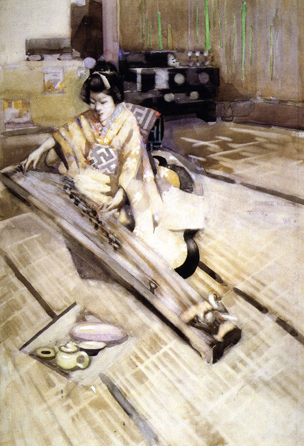 Koto Player Tokyo by George Henry | Oil Painting Reproduction