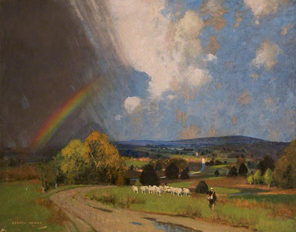 Landscape with Rainbow by George Henry | Oil Painting Reproduction