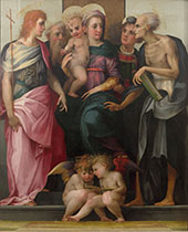 Enthroned Madonna and Child with Four Saints By Giovanni Battista Rosso Fiorentino