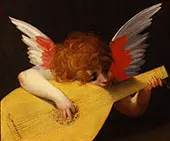 Cherub Playing a Lute By Giovanni Battista Rosso Fiorentino