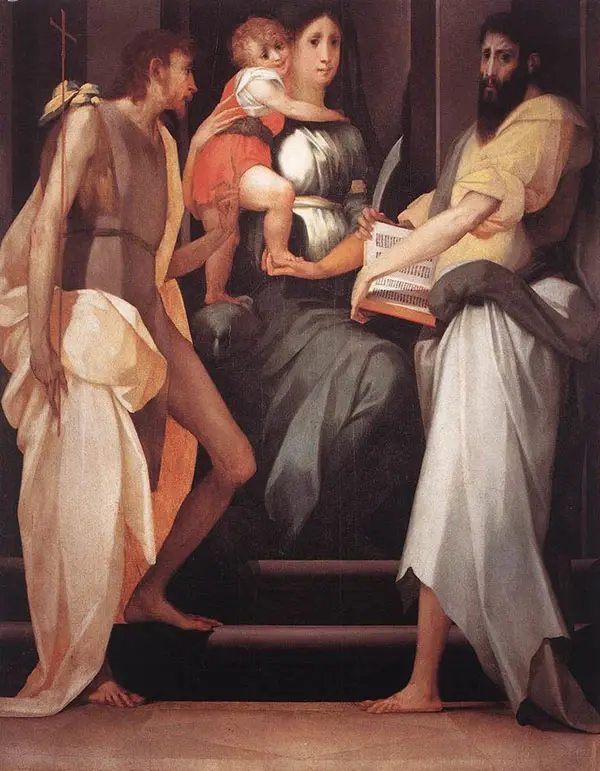 Madonna Enthroned Between Two Saints By Giovanni Battista Rosso Fiorentino
