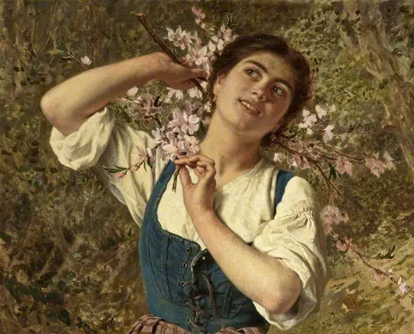 Capri Girl with Flowers By Sophie Gengembre Anderson