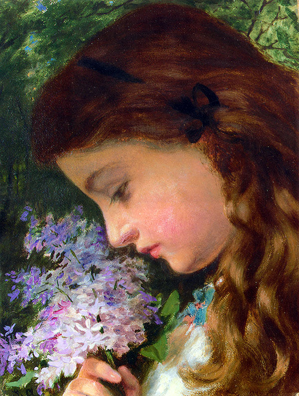 Girl with Lilac by Sophie Gengembre Anderson | Oil Painting Reproduction
