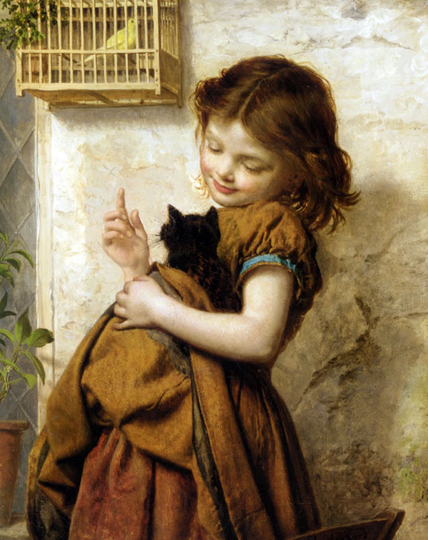 Her Favorite Pets by Sophie Gengembre Anderson | Oil Painting Reproduction