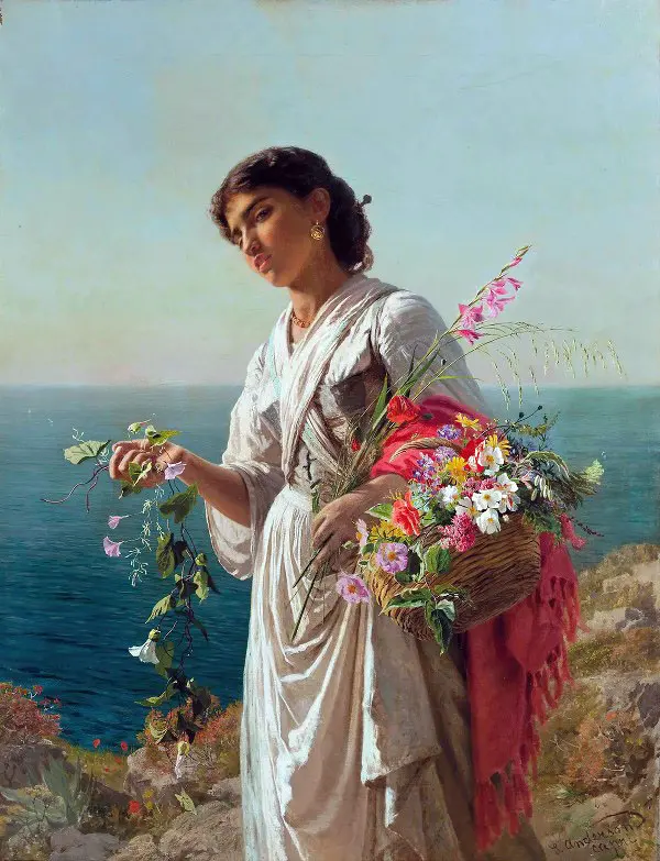 The Flower Girl By Sophie Gengembre Anderson
