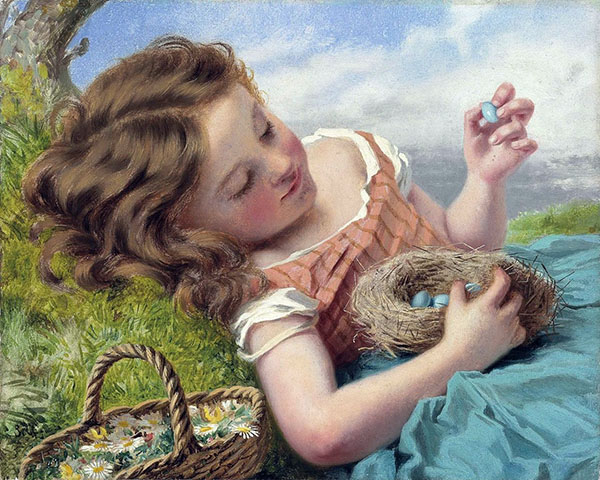 The Thrush Nest by Sophie Gengembre Anderson | Oil Painting Reproduction