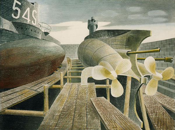 Submarines in Dry Dock 1940 by Eric Ravilious | Oil Painting Reproduction
