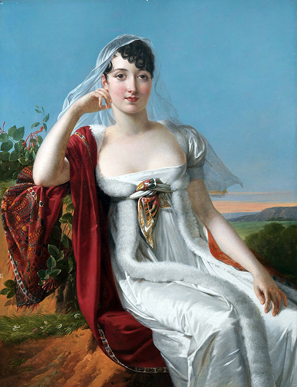 Portrait of an Elegant Lady with Romantic Landscape | Oil Painting Reproduction