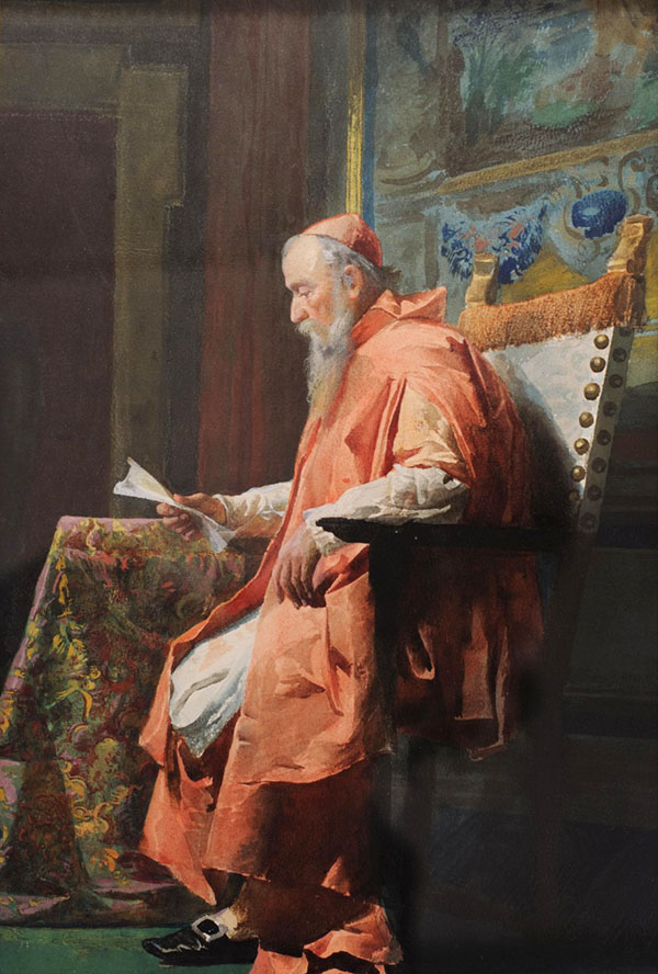 A Cardinal Reading a Letter | Oil Painting Reproduction