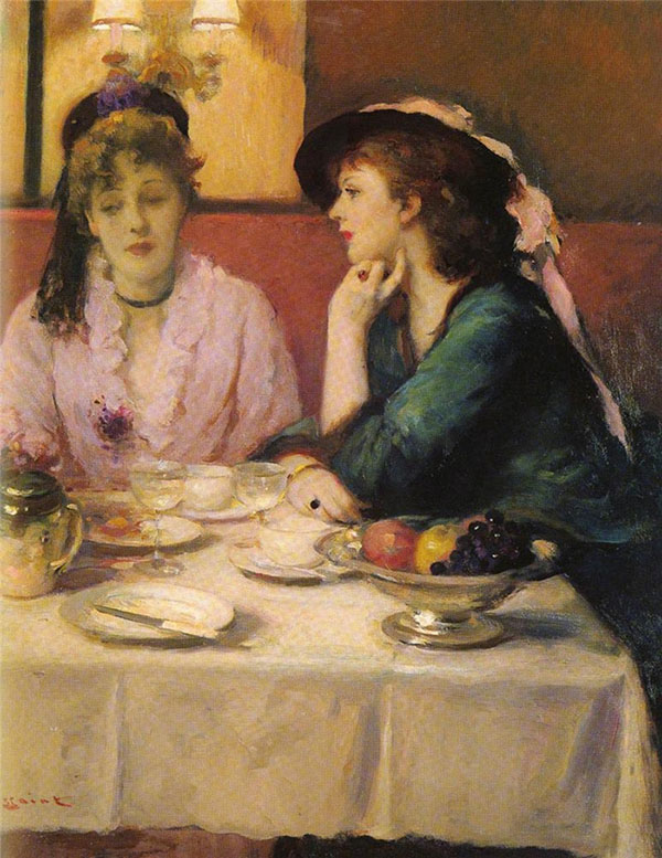 Confidences Au Dejeuner by Fernand Toussaint | Oil Painting Reproduction