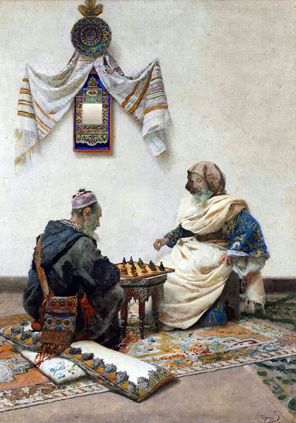 The Game of Chess by Josep Tapiro Baro | Oil Painting Reproduction