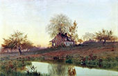 Houses in The Orchard Twilight By Henry Farrer