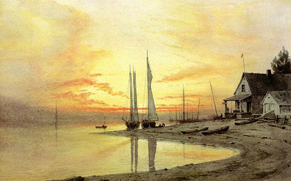 Landscape at Sunset by Henry Farrer | Oil Painting Reproduction