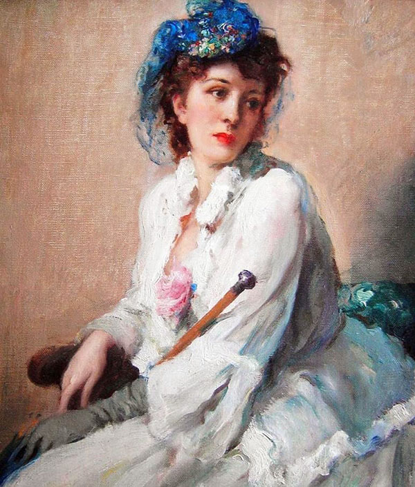 The Blue Hat by Fernand Toussaint | Oil Painting Reproduction