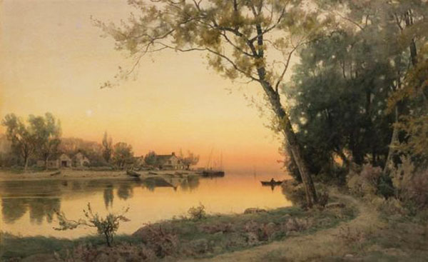 Sunrise on The Harbor 1903 by Henry Farrer | Oil Painting Reproduction