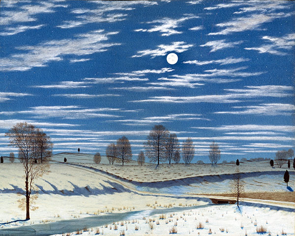 Winter Scene in Moonlight by Henry Farrer | Oil Painting Reproduction