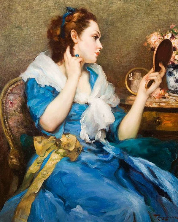 Woman at her Boudoir by Fernand Toussaint | Oil Painting Reproduction