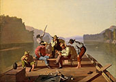 Raftsmen Playing Cards 1847 By George Caleb Bingham