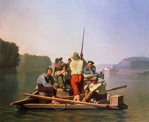Relieving a Steamboat Aground 1847 | Oil Painting Reproduction