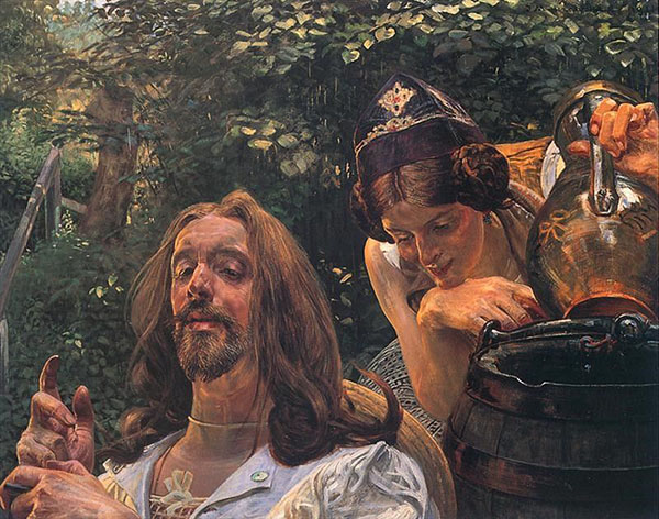 Chrystusi Samarytanka 1911 by Jacek Malczewski | Oil Painting Reproduction