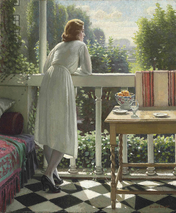 Miss Gladys on The Veranda by Harold Knight | Oil Painting Reproduction