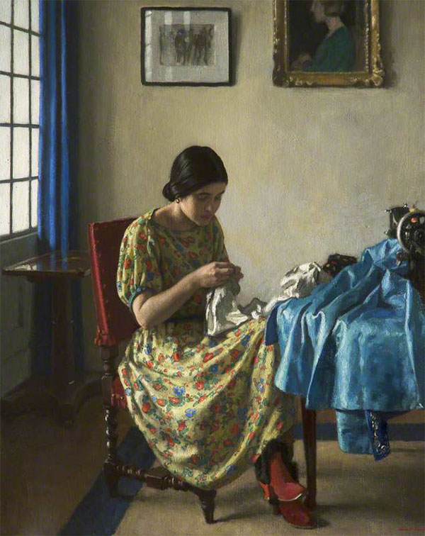 Sewing by Harold Knight | Oil Painting Reproduction