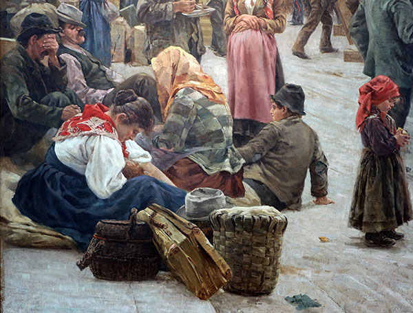 Gli Emigranti detail 1896 by Angiolo Tommasi | Oil Painting Reproduction
