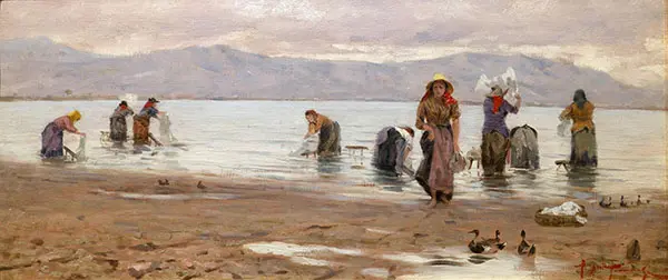 Lavandaie a Torre del lago By Angiolo Tommasi