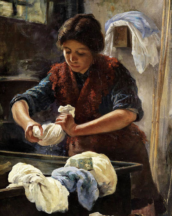Washerwoman by Angiolo Tommasi | Oil Painting Reproduction