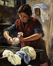 Washerwoman By Angiolo Tommasi