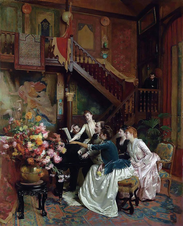 Autour D'une Partition 1888 by Albert Aublet | Oil Painting Reproduction