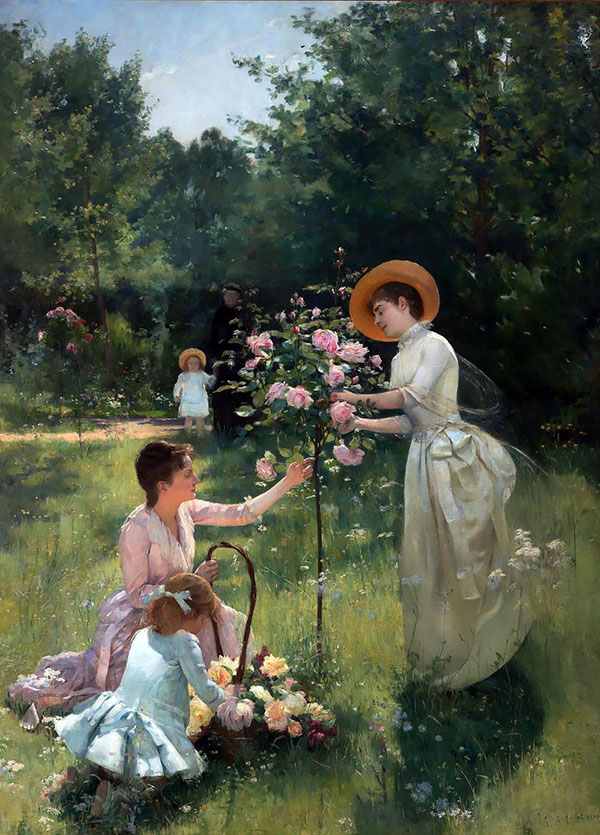 The Rose Garden 1888 by Albert Aublet | Oil Painting Reproduction
