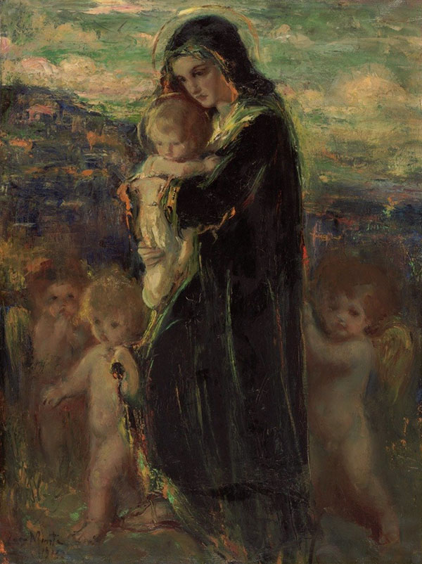 Madonna with Angels 1912 by Laura Muntz Lyall | Oil Painting Reproduction