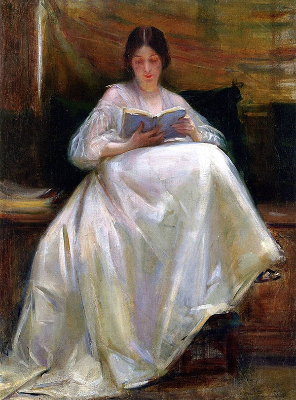 Woman Reading 1903 by Laura Muntz Lyall | Oil Painting Reproduction