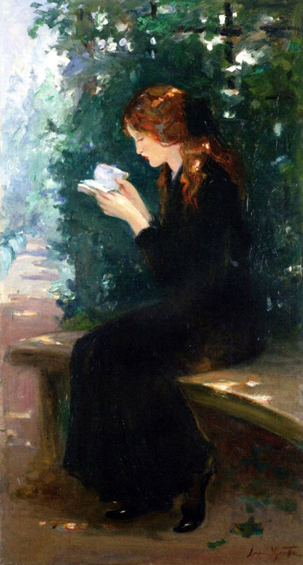 Woman Reading a Book 1910 by Laura Muntz Lyall | Oil Painting Reproduction
