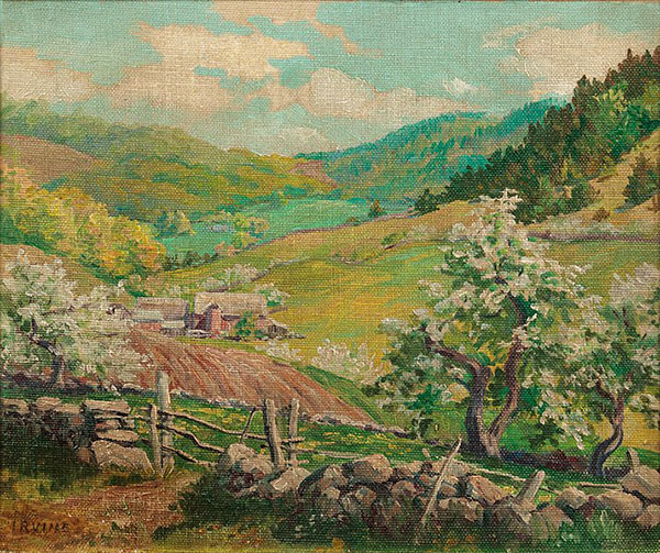 A Farmyard in Spring by Wilson H Irvine | Oil Painting Reproduction