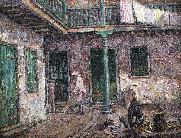 French Quarter Courtyard by Wilson H Irvine | Oil Painting Reproduction