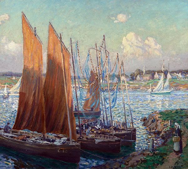 Summer Day at The Harbor by Wilson H Irvine | Oil Painting Reproduction
