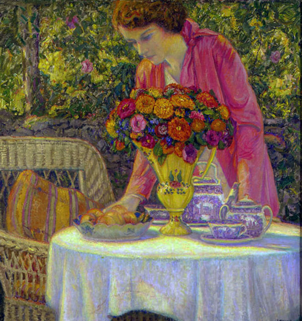 The Tea Party with The Artist's Daughter Lois | Oil Painting Reproduction